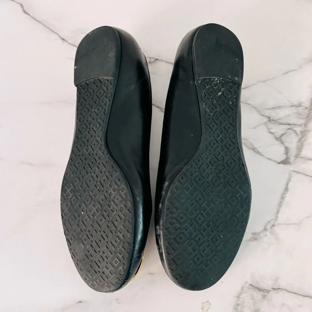 Tory Burch Black and‎ Gold Ballet Flats Size 7.5 C